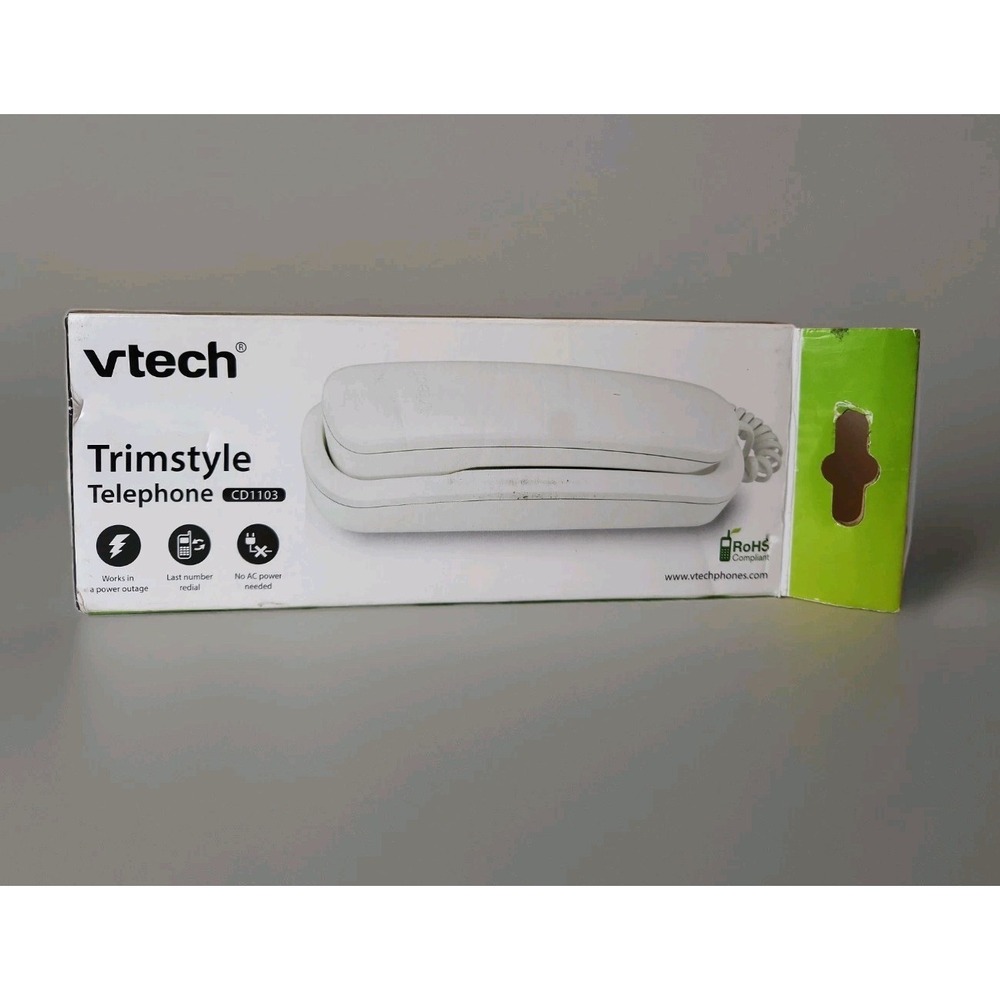 New VTech Trimstyle Corded Telephones CD1103 No Power Needed Emergency Phone NOS